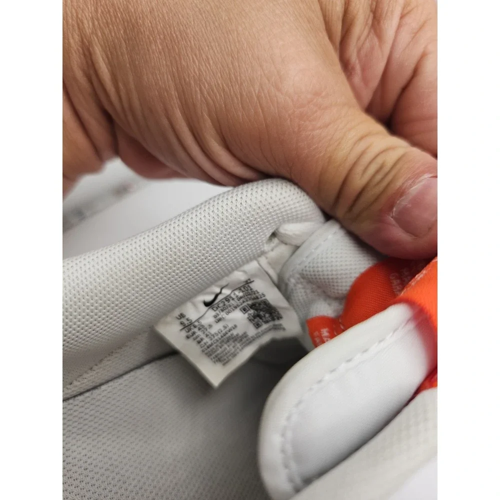 Nike Air Force 1 Low Top Men's Sneaker White/Orange Leather Lace-Up Rubber 9 1/2